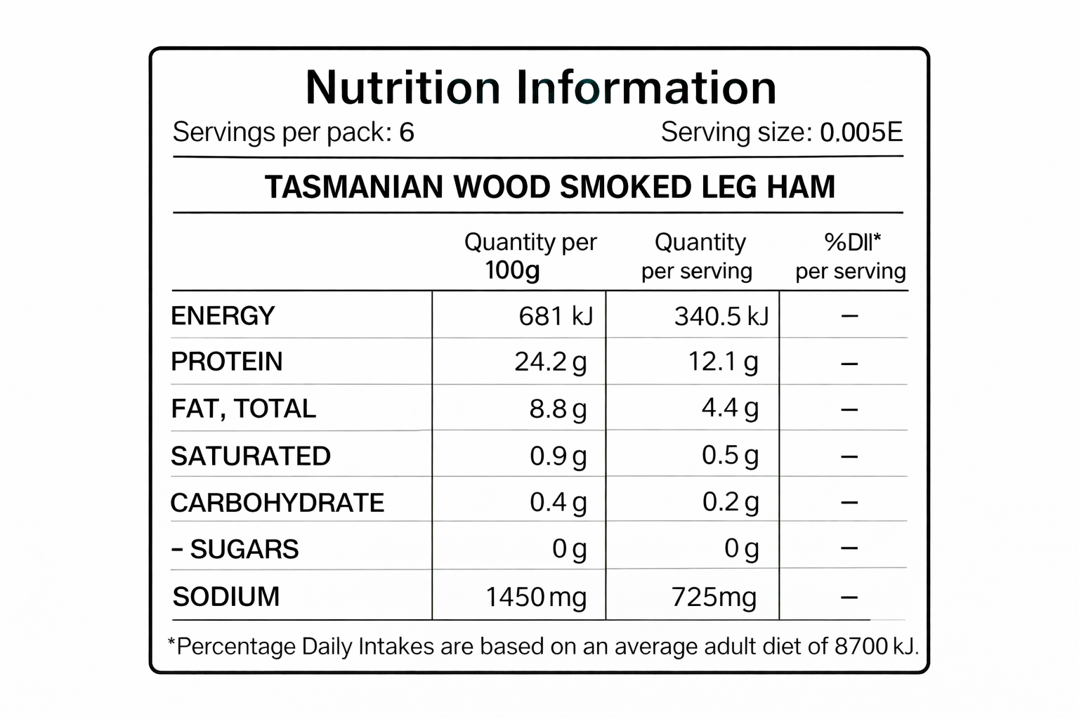 Woodsmoked leg ham sliced